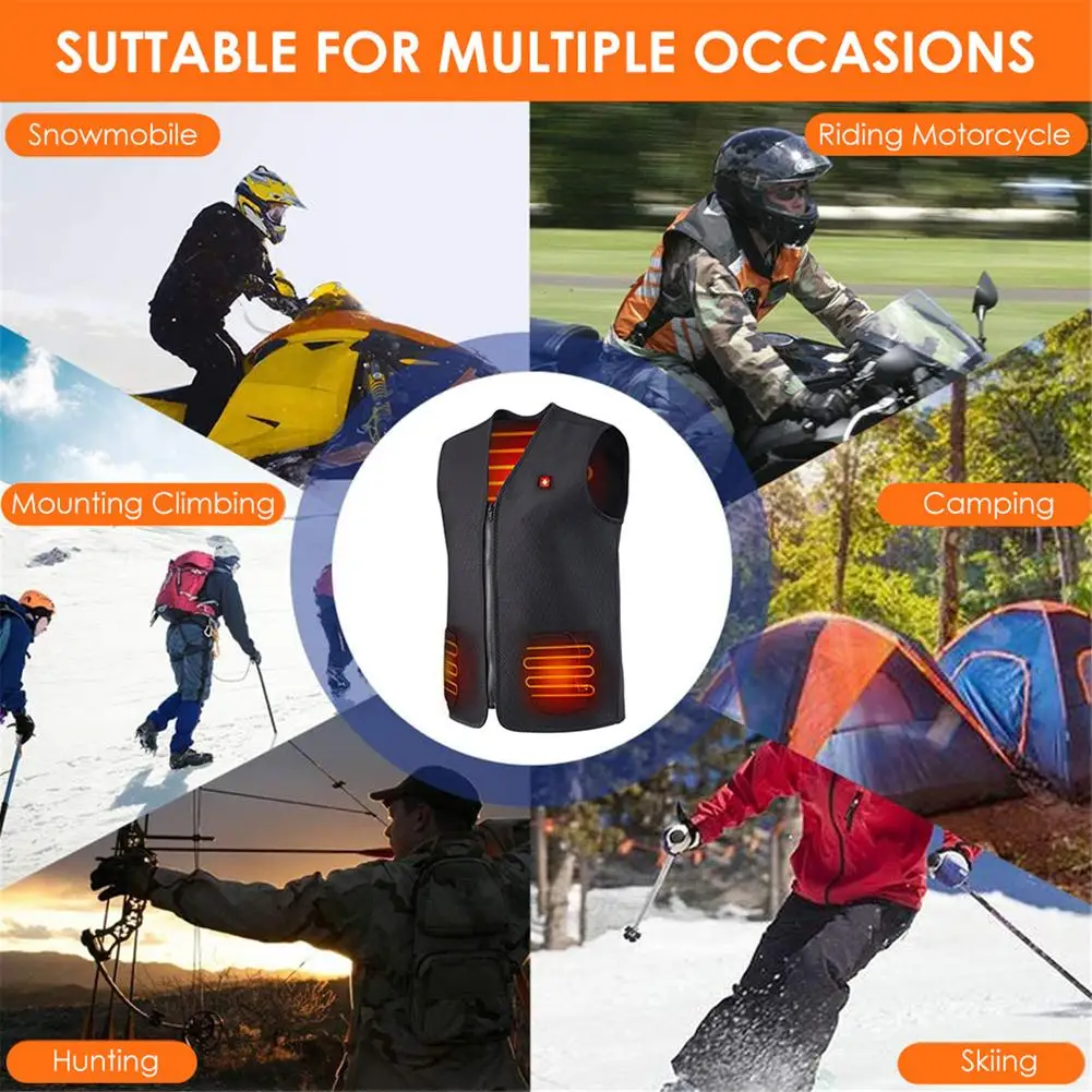 

5 Areas Heated Vest Jacket USB Men Women Winter Electrical Heated Sleevless Jacket Outdoor Fishing Hunting Waistcoat Hiking Vest
