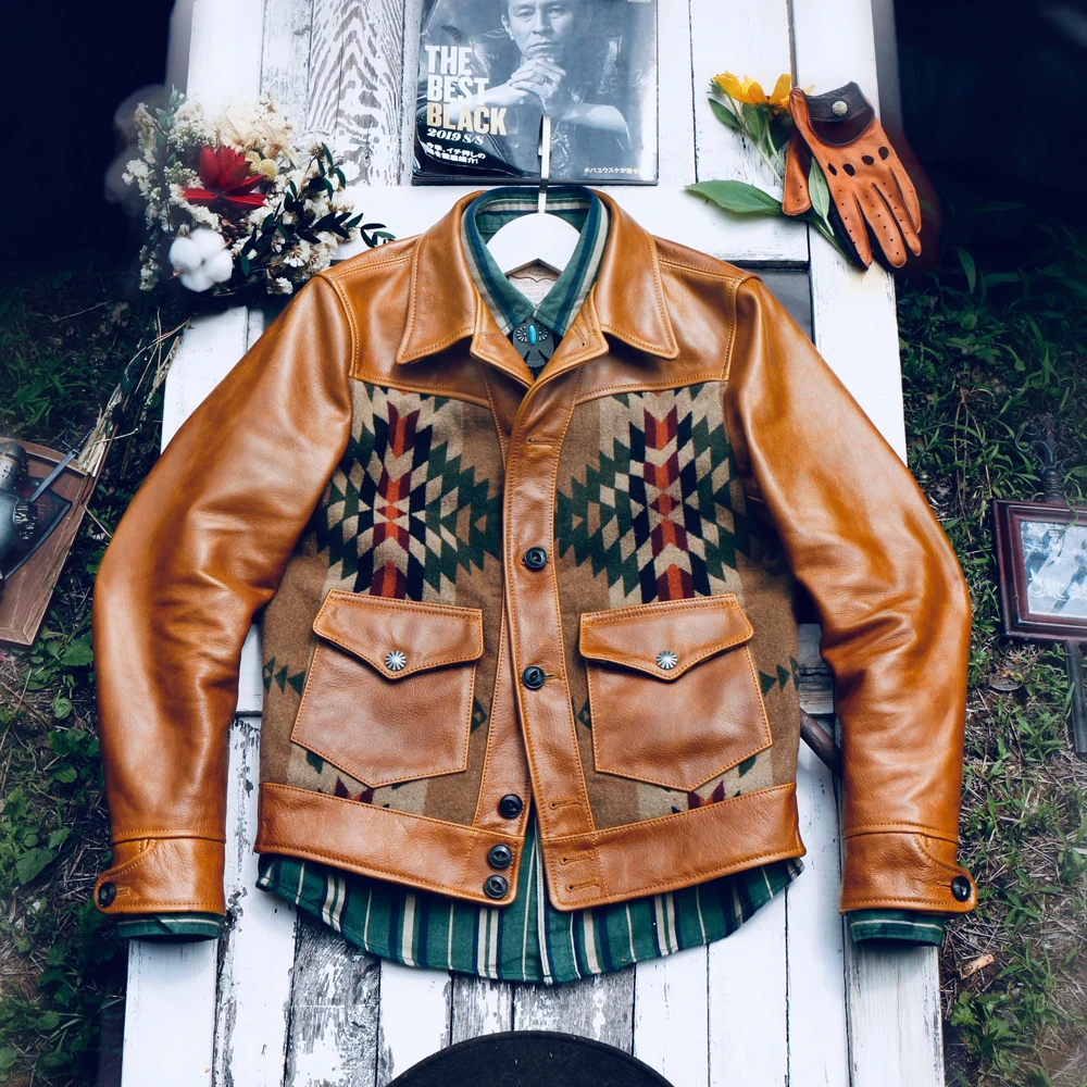 

CD399 Cidu Read Description! Super Quality Coat Genuine Cow Leather Outerwear Cowhide Stylish Navajo Jacket