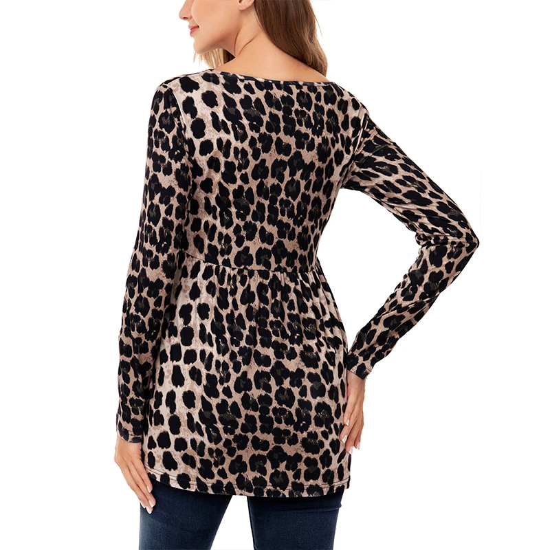 Loose Maternity Tunic Tops Plus Size Pregnancy Blouse Long Sleeve Ruffles T-shirt Maternity Clothes Pregnant Womens Clothing