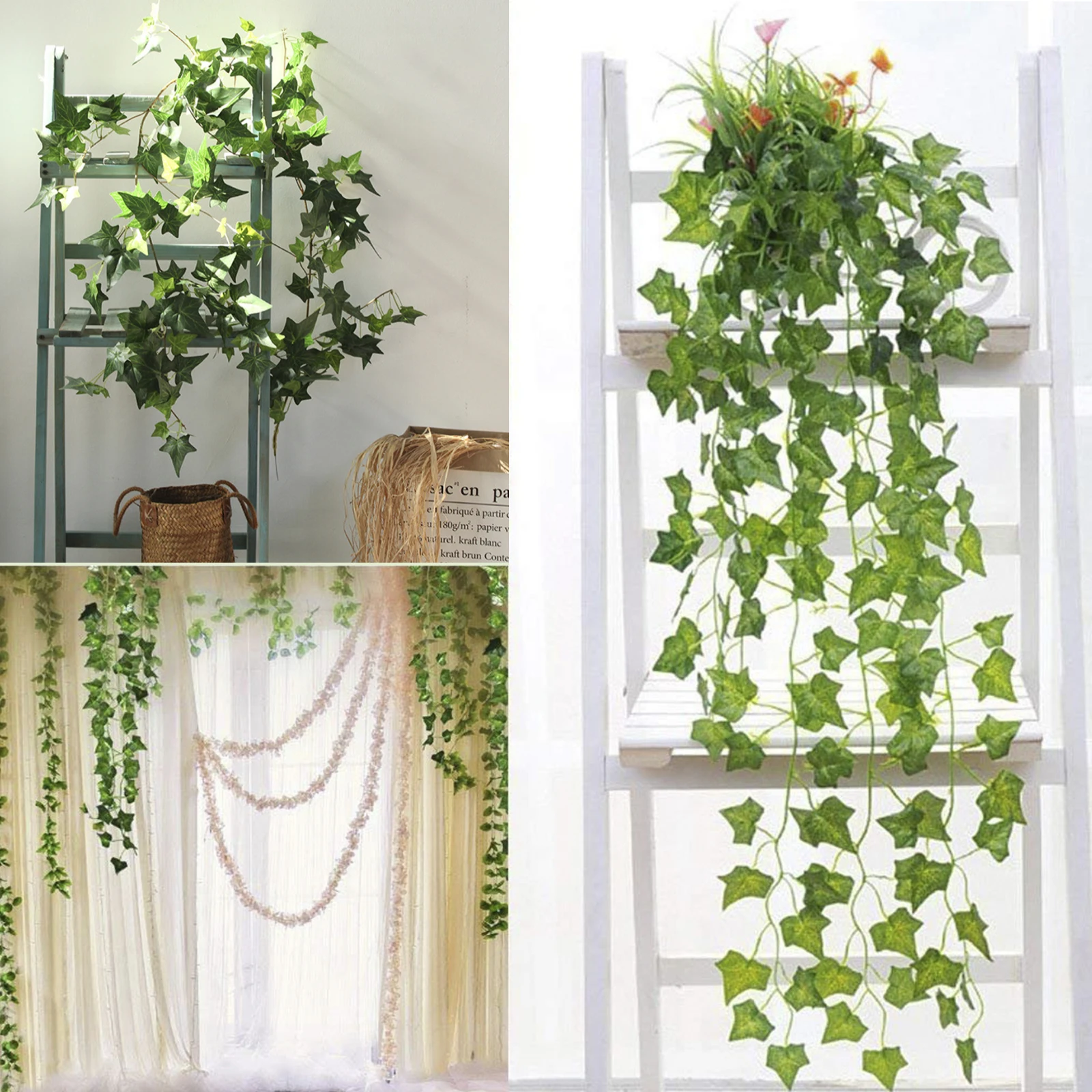

12Pcs Artificial Plants of Vine False Flowers Ivy Hanging Garland for the Wedding Party Home Bar Garden Wall Decoratio