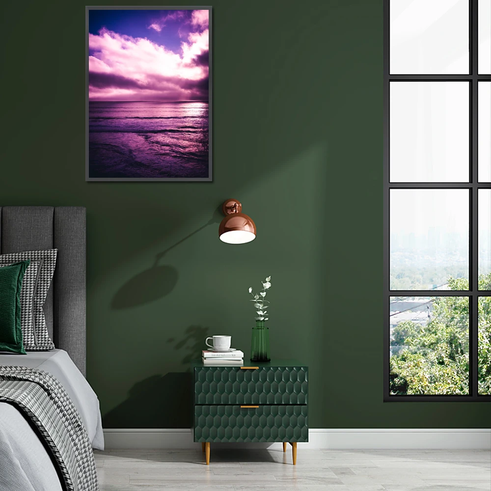 

Landscape oil painting purple sky sea art canvas painting living room corridor office home decoration mural