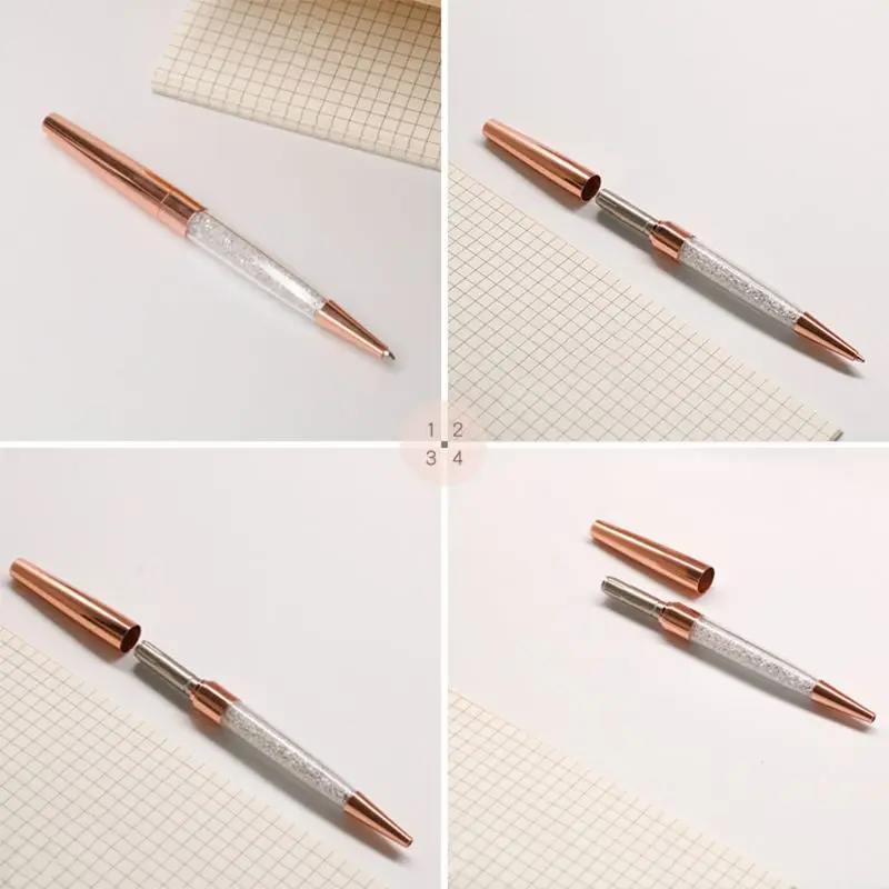 

12Pcs/Lot Rose Gold /Silver Pen Diamond Pens Fine Black Ink Crystal Ballp
