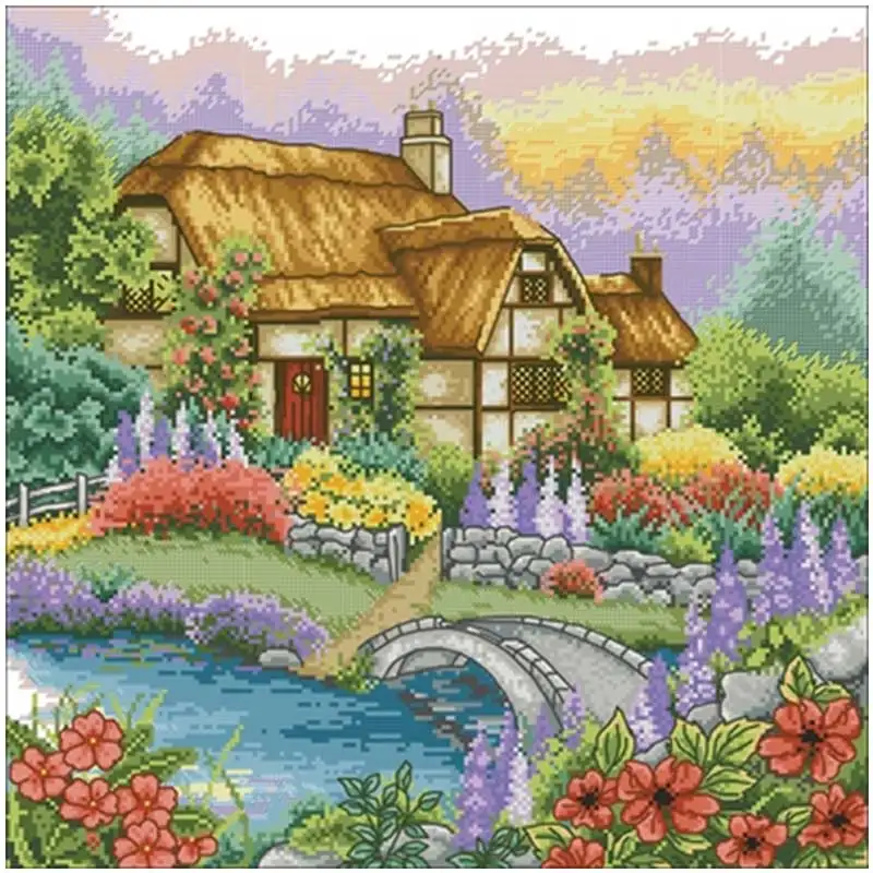 

Waterside garden patterns Counted Cross Stitch 11CT 14CT 18CT DIY Cross Stitch Kits Embroidery Needlework Sets home decor