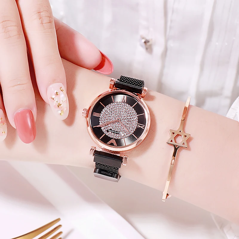 Женские часы,, Роскошные, relogio feminino, золотые, Топ бренд, модные, женские, под платье, наручные часы, женские часы, Relogio Feminino - Цвет: Black