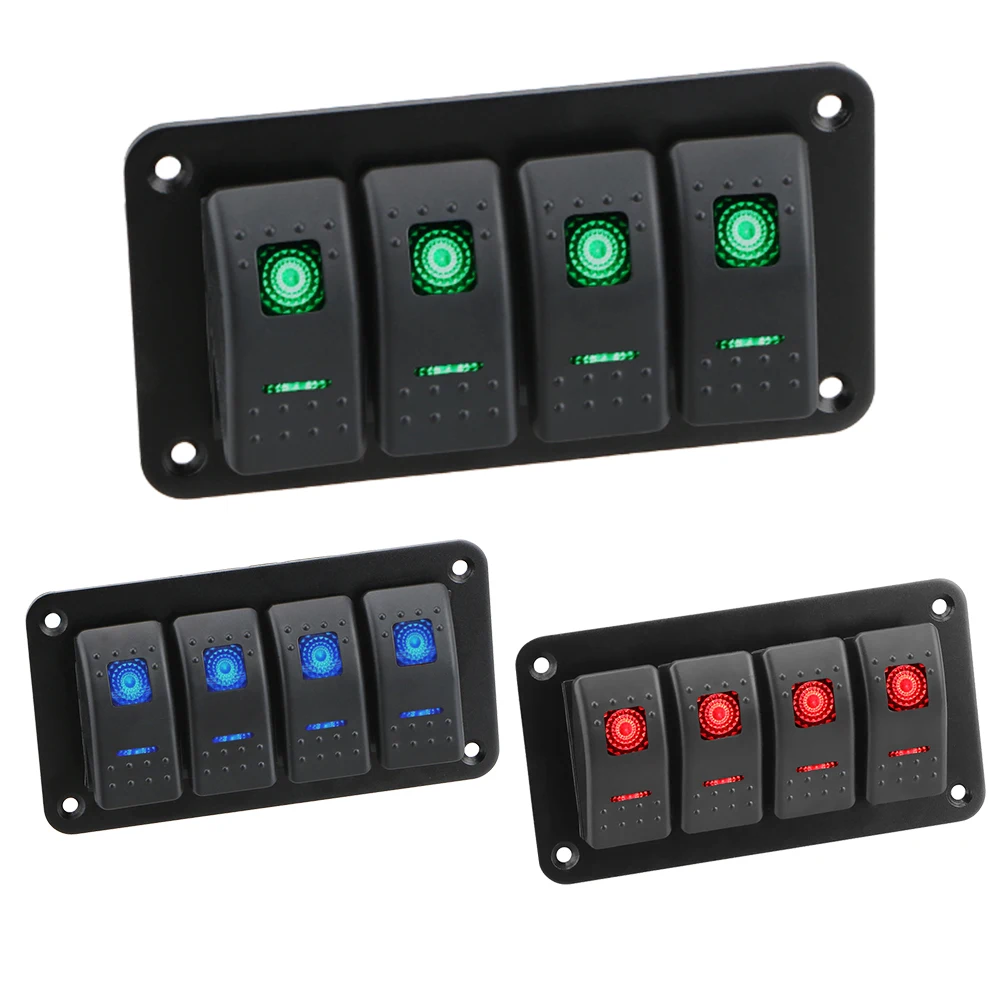 

LED Light Boat Car Rocker Switch Control Switch Panel for Car Marine RV Caravan Interior Parts 4 Gang Car Switch Panel