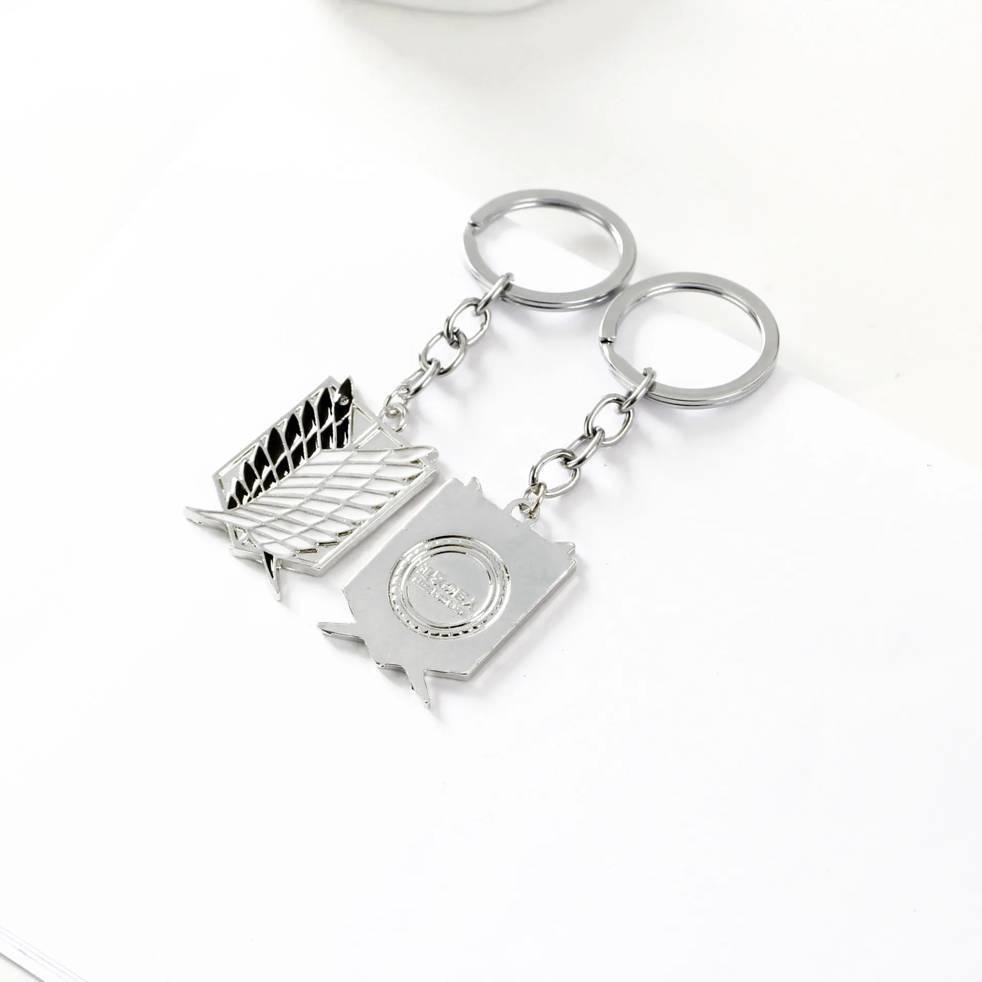 

Attack On Titan Keychain Double Sided Metal Key Chain Pendant Anime Accessories Cartoon KeyRings NEW 2020