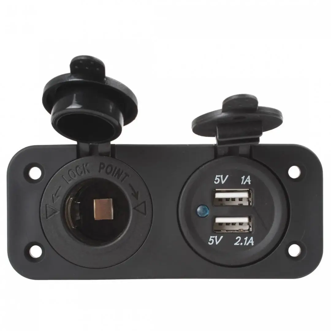 12V Car Cigarette Lighter Plug Adapter Socket Splitter Waterproof Motorcycle Boat Dual USB Power Charger Outlet for Smart Phone |