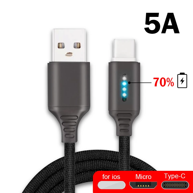 R1 USB кабель для быстрой зарядки iOS 1 м и передачи данных type-C Micro Мобильный телефон 5A