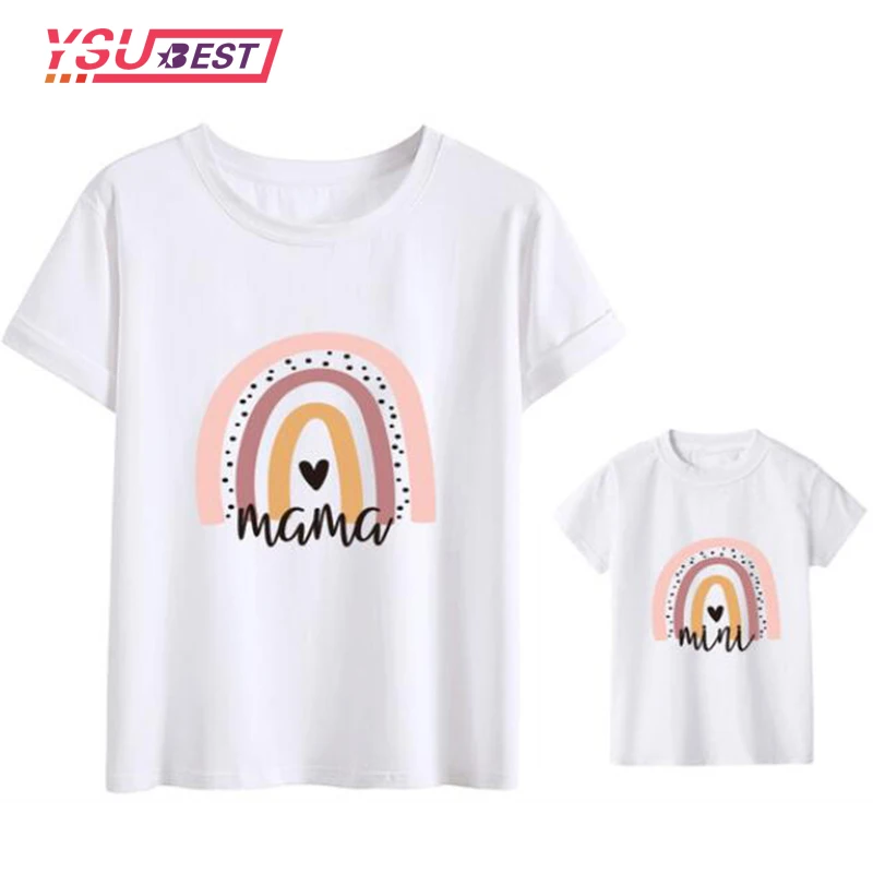 Minicamisas de arco&iacute;ris para mam&aacute; y beb&eacute;, traje de arco&iacute;ris para beb&eacute;, Regalo para mam&aacute;, camisa para mam&aacute; y yo, conjunto familiar con estampado bonito y Neutral-2