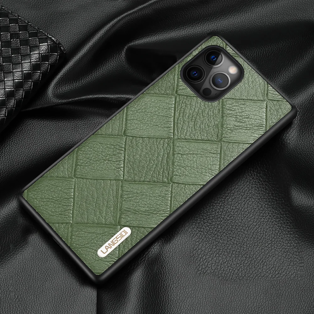 

LANGSIDI Genuine Leather Phone Cases For iPhone 12 Pro Max 7 8 11 Pro Max X XS Max XR 6 6s 7 Plus 8 plus 5 5S Shockproof Cover