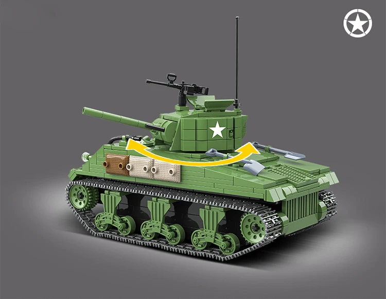 WW2 M4A1 Шерман средний танк batisbricks строительный блок мировая война США армейские фигурки модель оружие кирпичи игрушки коллекция