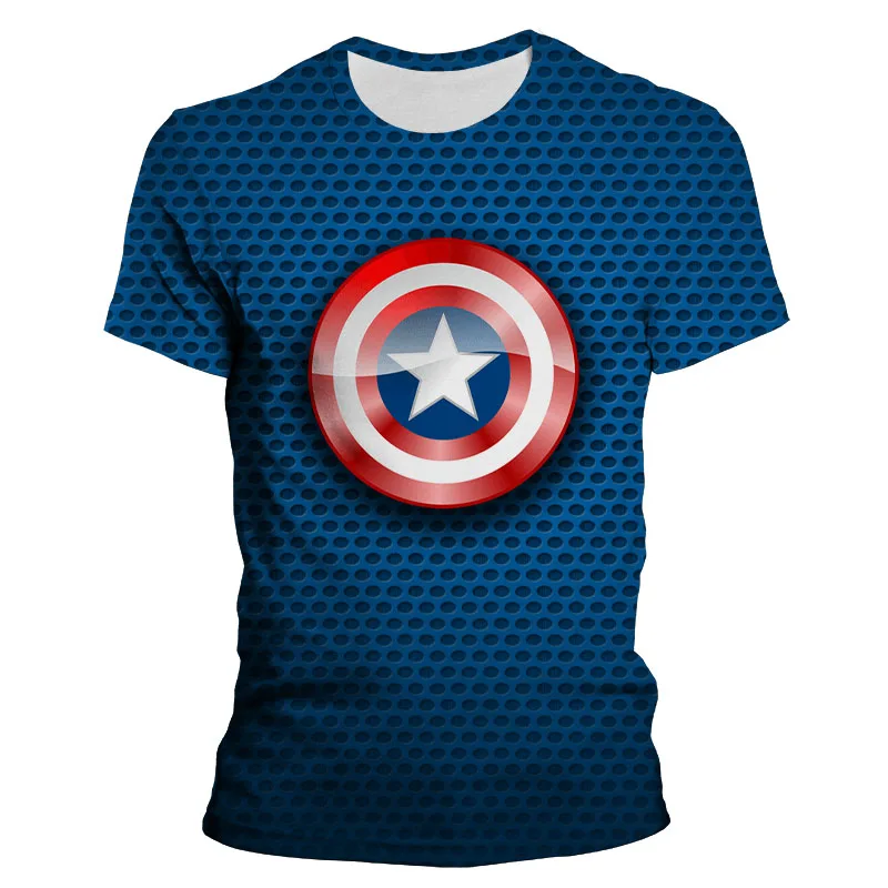 

Disney Marvel Avenger 3D Print T-shirt Men Clothes Superhero Captain America Shield Logo Printing T Shirt Summer Children's Tops
