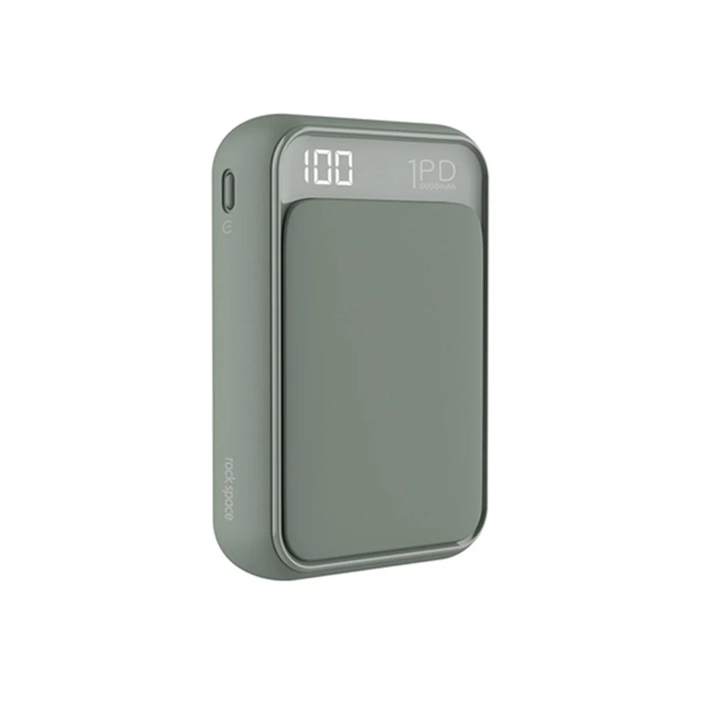 Green ROCK QC3.0 power Bank 18 Вт PD type C 10000 мАч внешний мини-аккумулятор светодиодный дисплей USB Быстрая Зарядка power bank для iphone 8 X - Цвет: Green