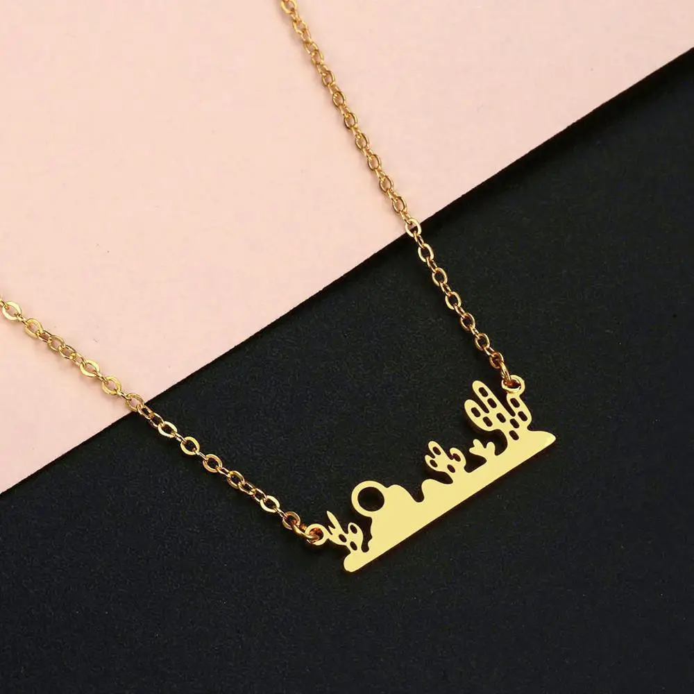 Женский чокер из нержавеющей стали С КАКТУСОМ и деревом | Украшения аксессуары