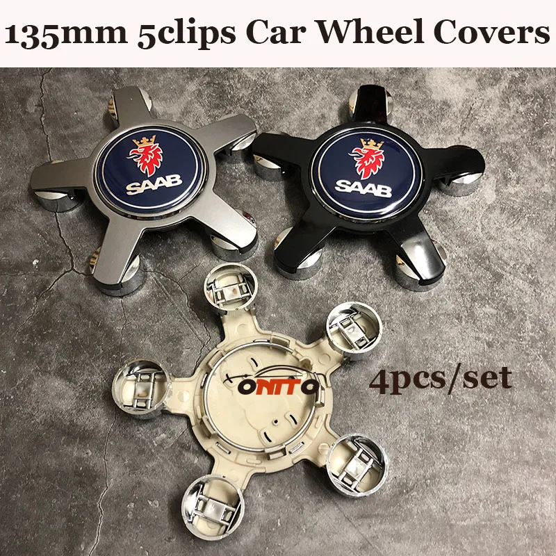 

4PCS /SET 135MM 5clips Car logo Badge Emblem Wheel hub Caps Auto wheel covers for 9-3 9-5 93 95 BJ SCS car accessories