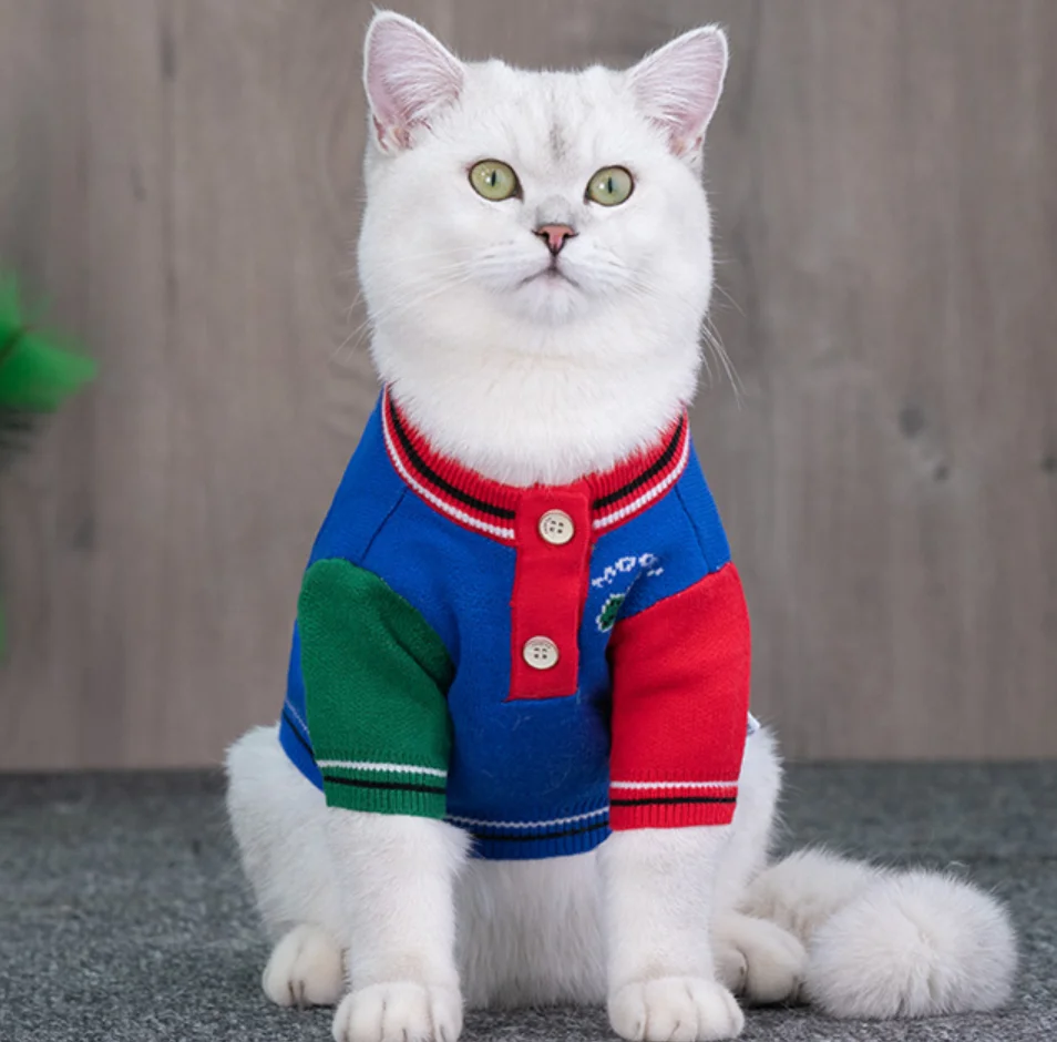

Sweater Warm Pet Cat Shirt Clothing Knitted Puppy Kitten Costume Luxury Chihuahua French Bulldog Clothes