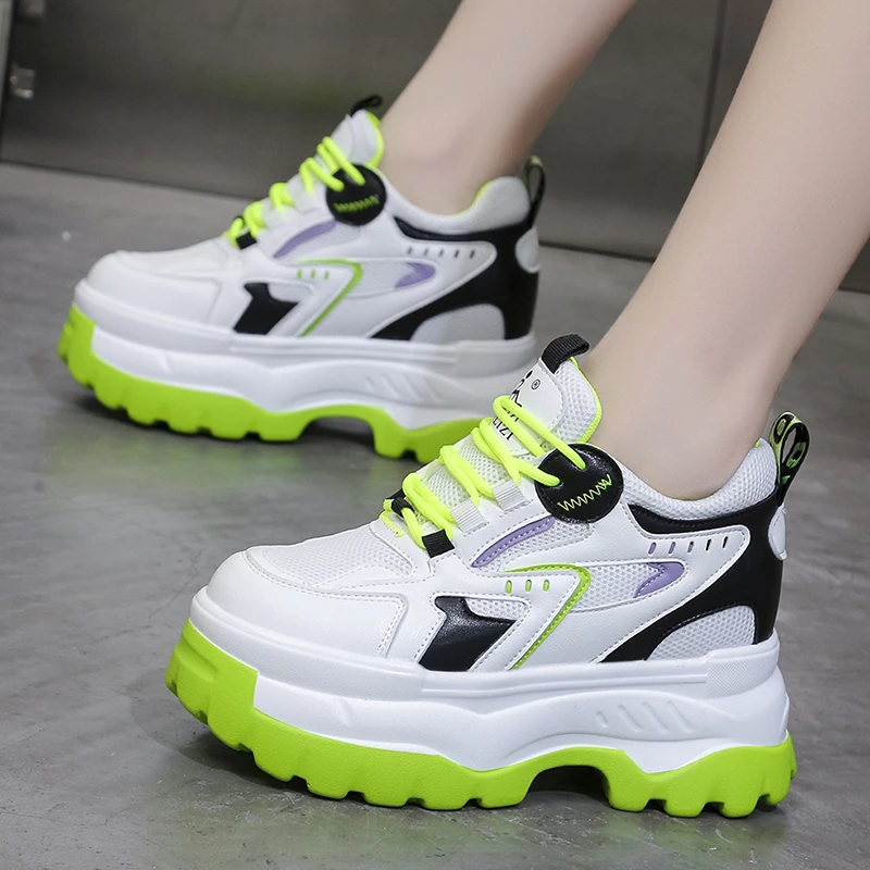 

Women Platform Sneakers New 2021 Autumn Ladies Vulcanized Shoes Breathable Mesh Casual Shoes Chunky Sneaker Woman Wedge 8 cm