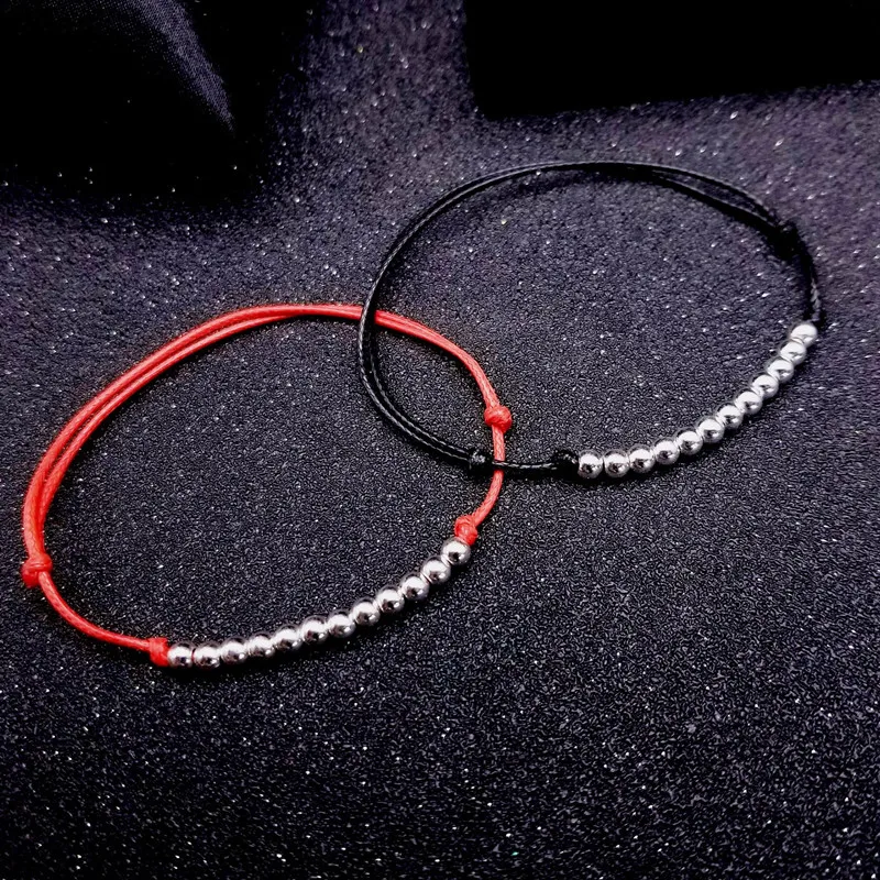 Браслет на лодыжку Женский из серебра 925 пробы с бусинами красный черный |