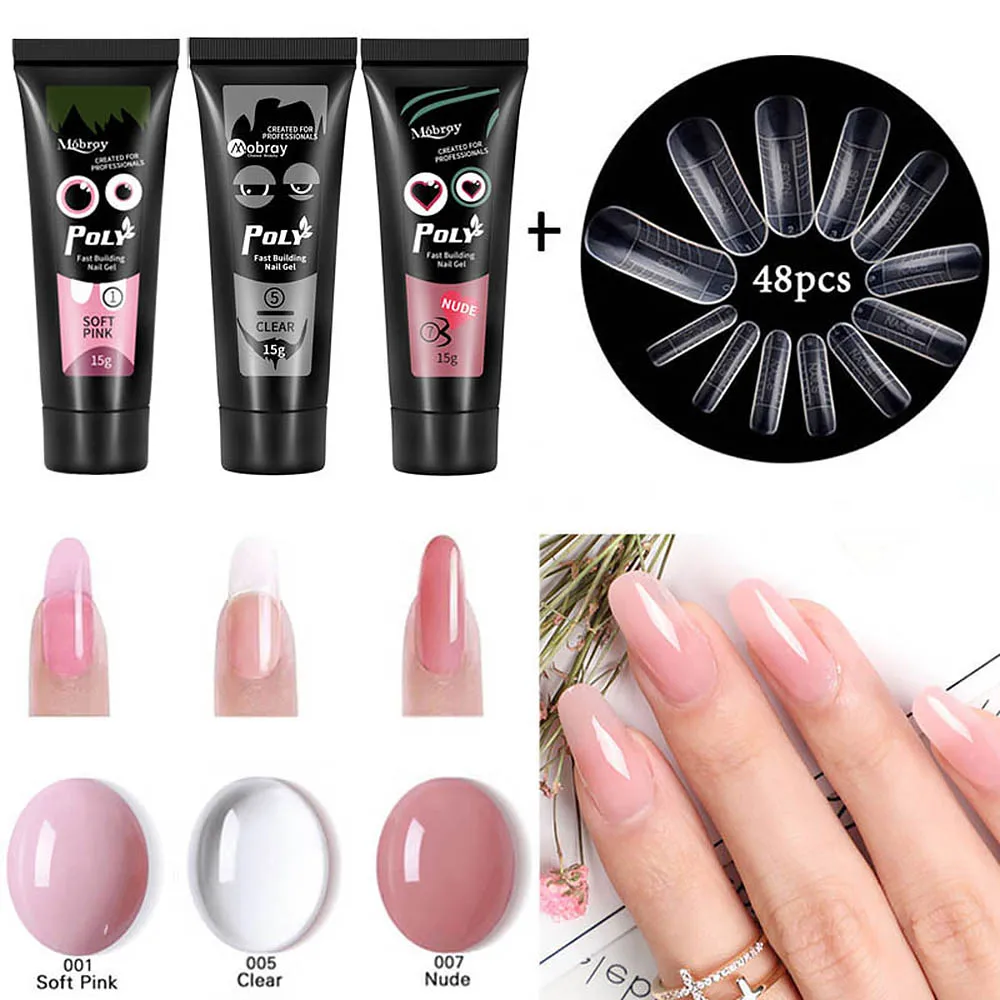 Набор для французского маникюра 3 цвета форма ногтей Кристальный УФ гель 48 шт.