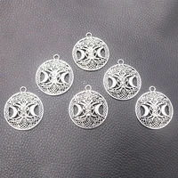 5pcs silver plated five pointed star moon round tag charm metal pendants diy necklaces bracelets jewelry handicraft accessories