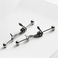 1pc punk stainless steel industrial piercings barbell helix tragus stud cartilage earrings cz snake women %d0%bf%d0%b8%d1%80%d1%81%d0%b8%d0%bd%d0%b3