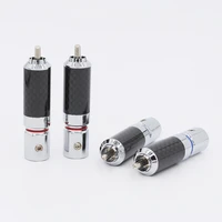 4pieces oem high quality rhodium plated carbon fiber rca plug connector hifi auido cable plug