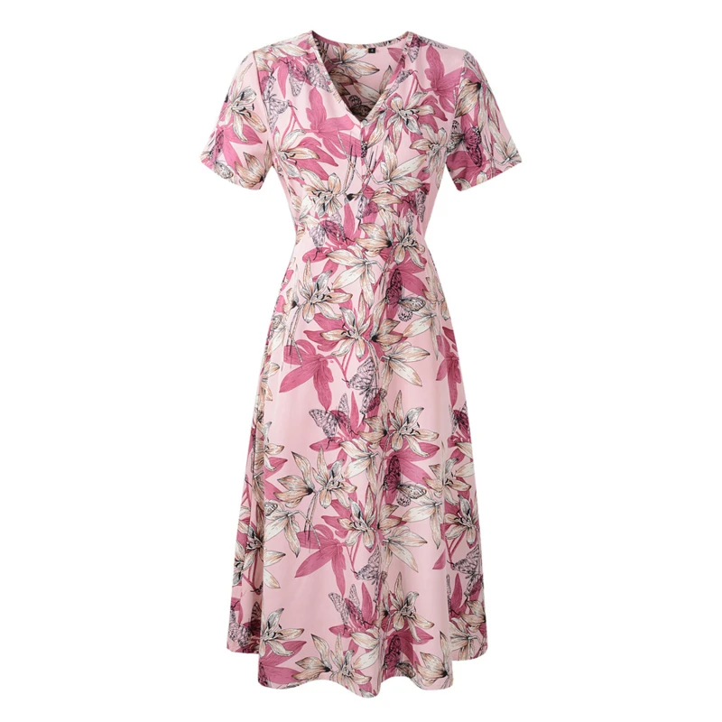 

Boho Beach Dress Women Summer Dress Plus Size Floral Print Vintage Chiffon Midi Dress Vestido De Festa