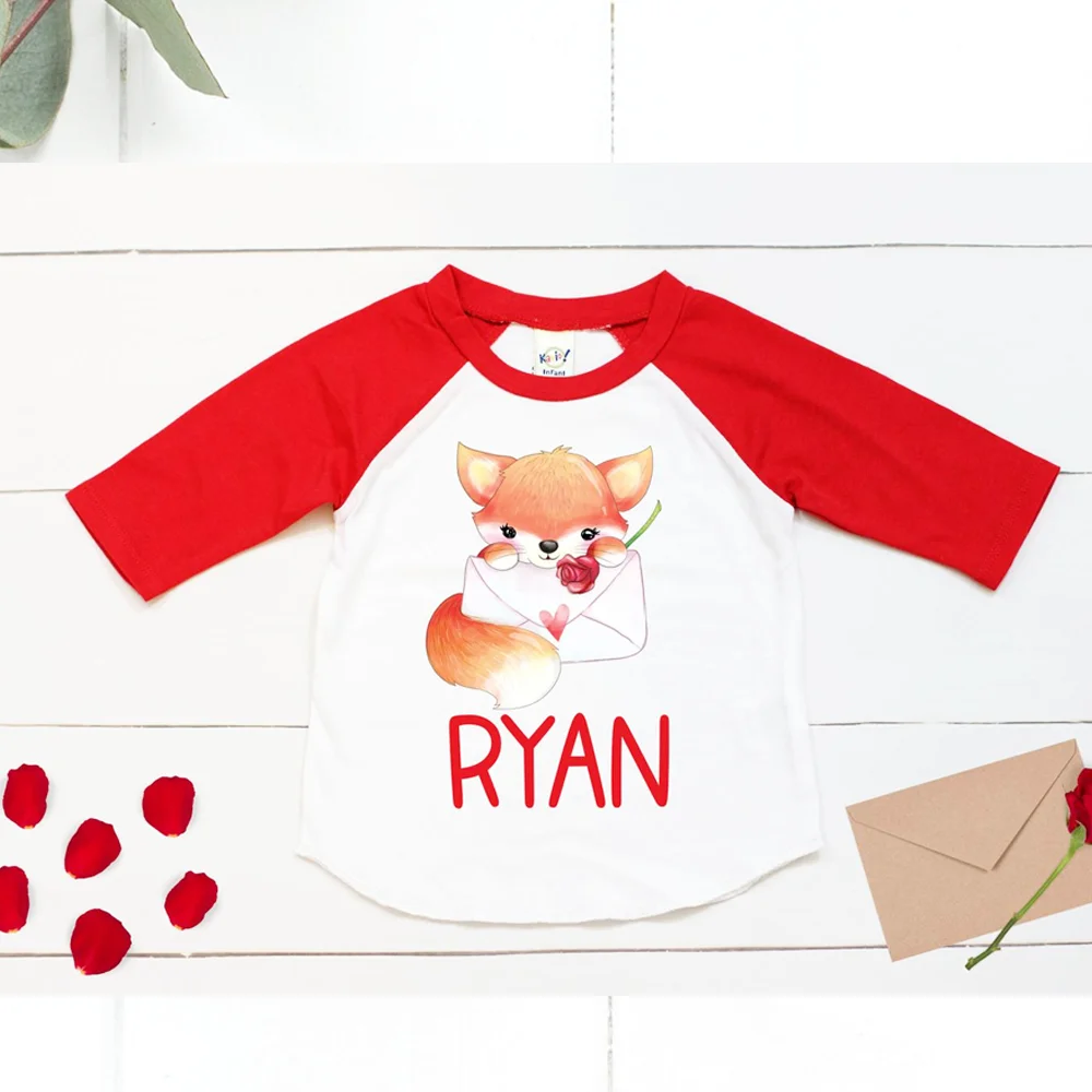 Рубашка на День святого Валентина рубашка для мальчиков с именем заказ лиса мой