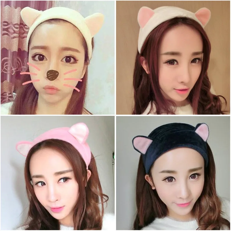

Korean fashion cat ear headband women's Yoga face wash makeup headband hair accessories manufacturer wholesale