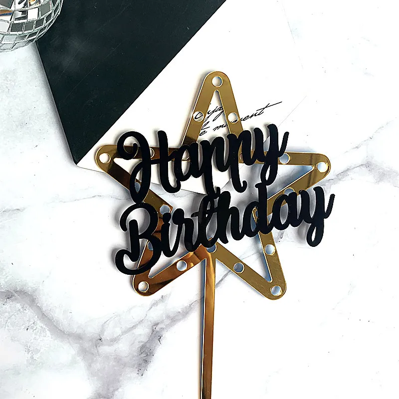 

Hot Happy Birthday Cake Topper Acrylic Letter Cake Toppers Party Ornament Happy Birthday Cake Decorations Baking Supplies
