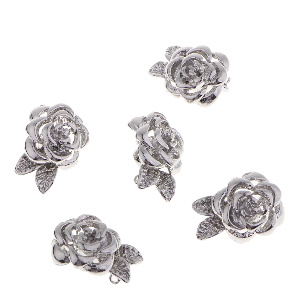 

Pack of 5 Rose Flower Magnetic Clasps DIY Bracelet Hooks End Buckle Jewelry