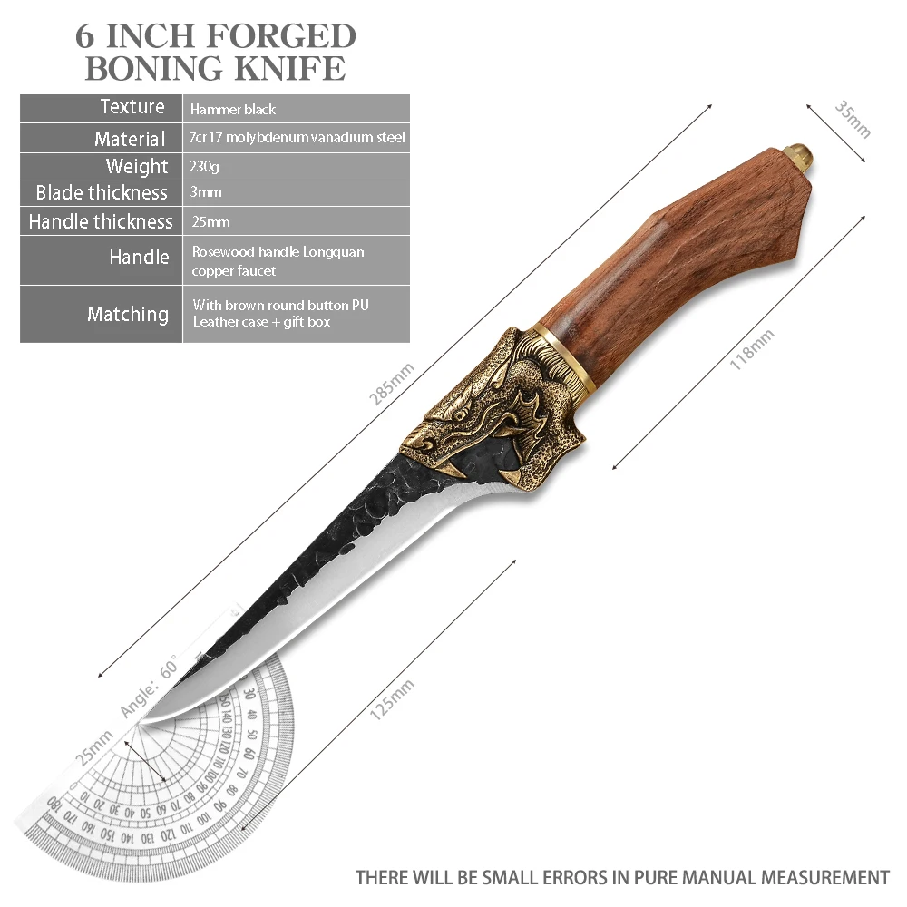 

Handmade Kitchen Boning Knife 7CR17 Stainless Steel Forging Fixed Blade Sharp Bone Slicer Ourdoor Knife Cutting Tool With Sheath