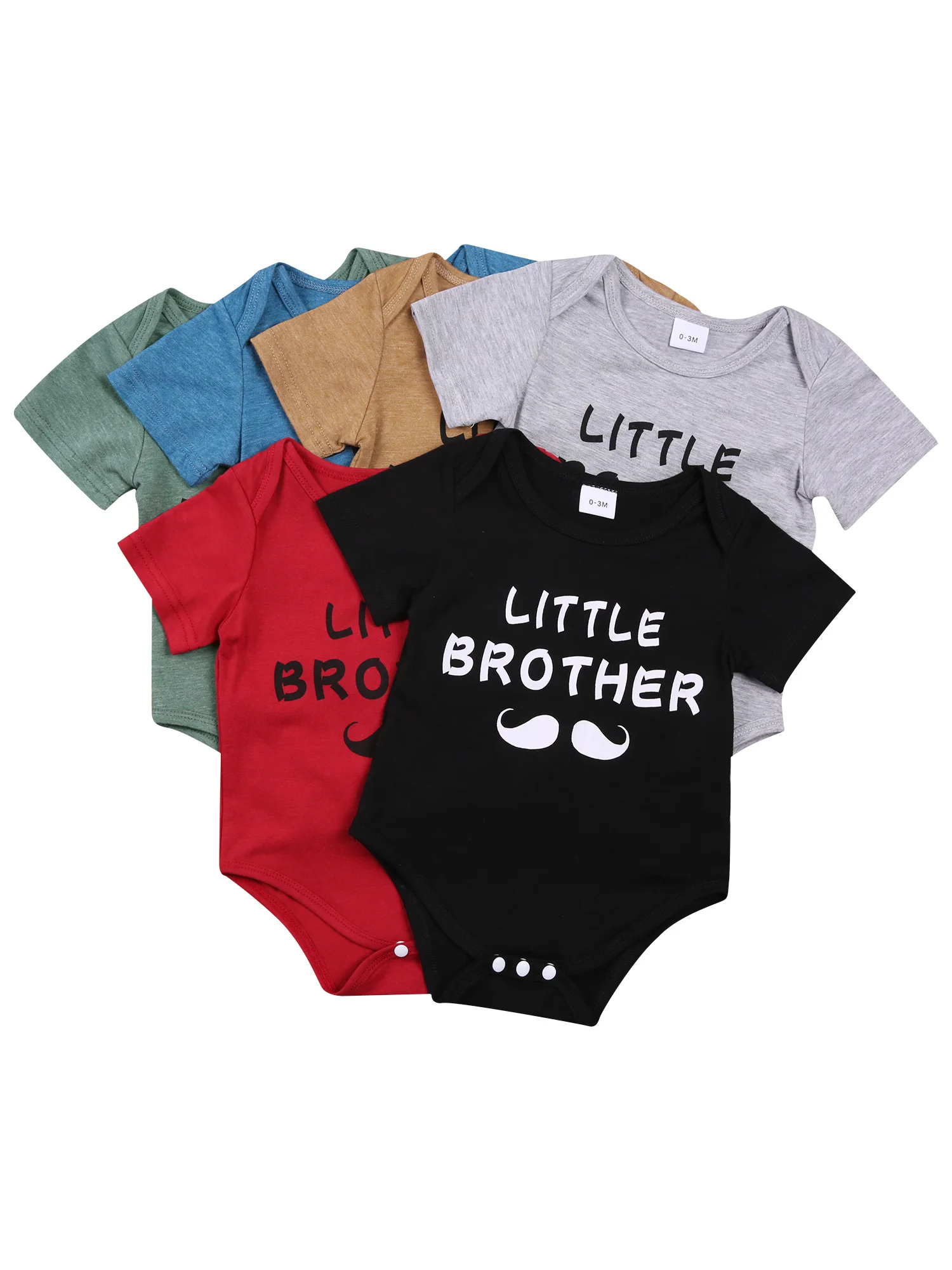 

0-18M Newborn Baby Boy Casual Style Romper Infant Loose Brother Letter Print Round Neck Playsuit Summer Cotton Clothes