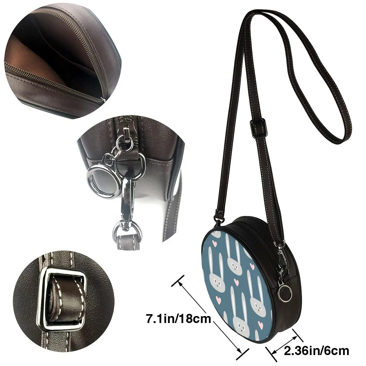 

OLN Circular Design Fashion Women Shoulder Bag Cute Rabbits Women's Crossbody Messenger Bags Ladies Purse