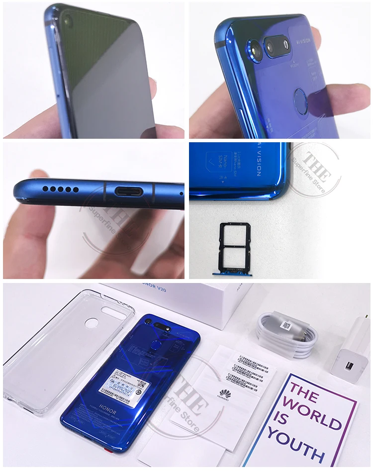 Honor V20 Global rom 6 ГБ 8 ГБ 128 Гб Поддержка NFC Google Play SuperCharge 2310x1080P 6,4 дюймов полноэкранный смартфон 48MP камера