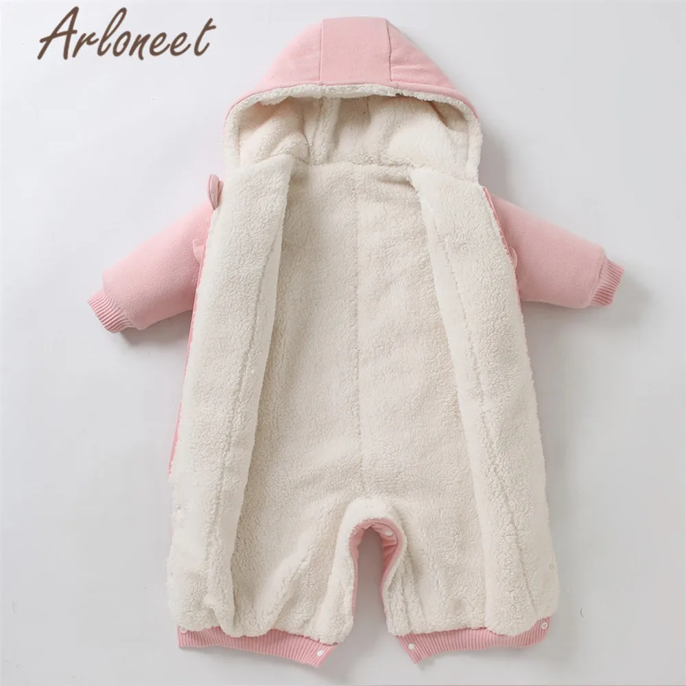 ARLONEET зимняя одежда для новорожденных девочек толстый комбинезон с мультяшным