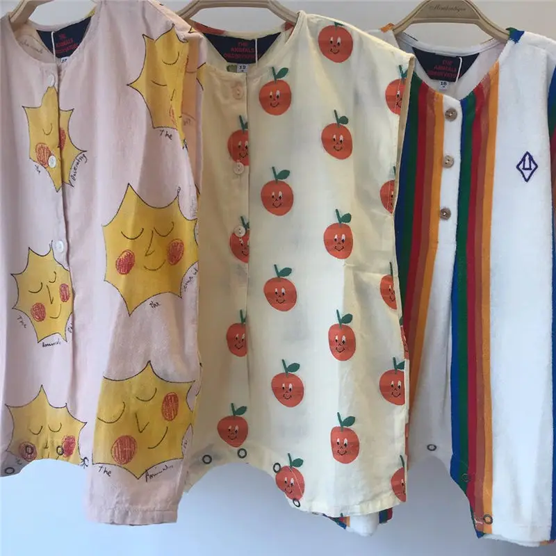 Детский комбинезон с принтом TAO модный оранжевый для маленьких девочек и