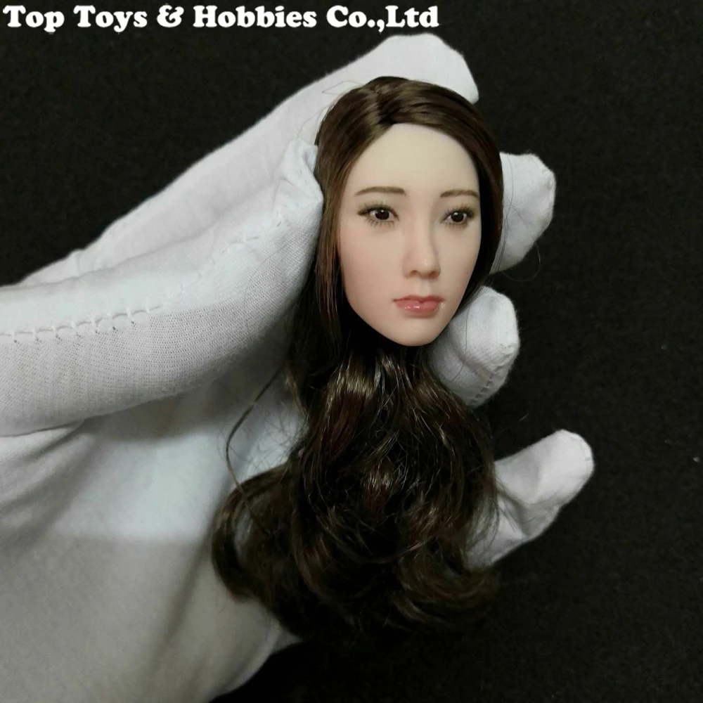 

1/6 Scale Asia Beauty Young Girl Head Sculpt Female Head Carving Model Pale Skin Brown Hair For 12" Action Figure Body