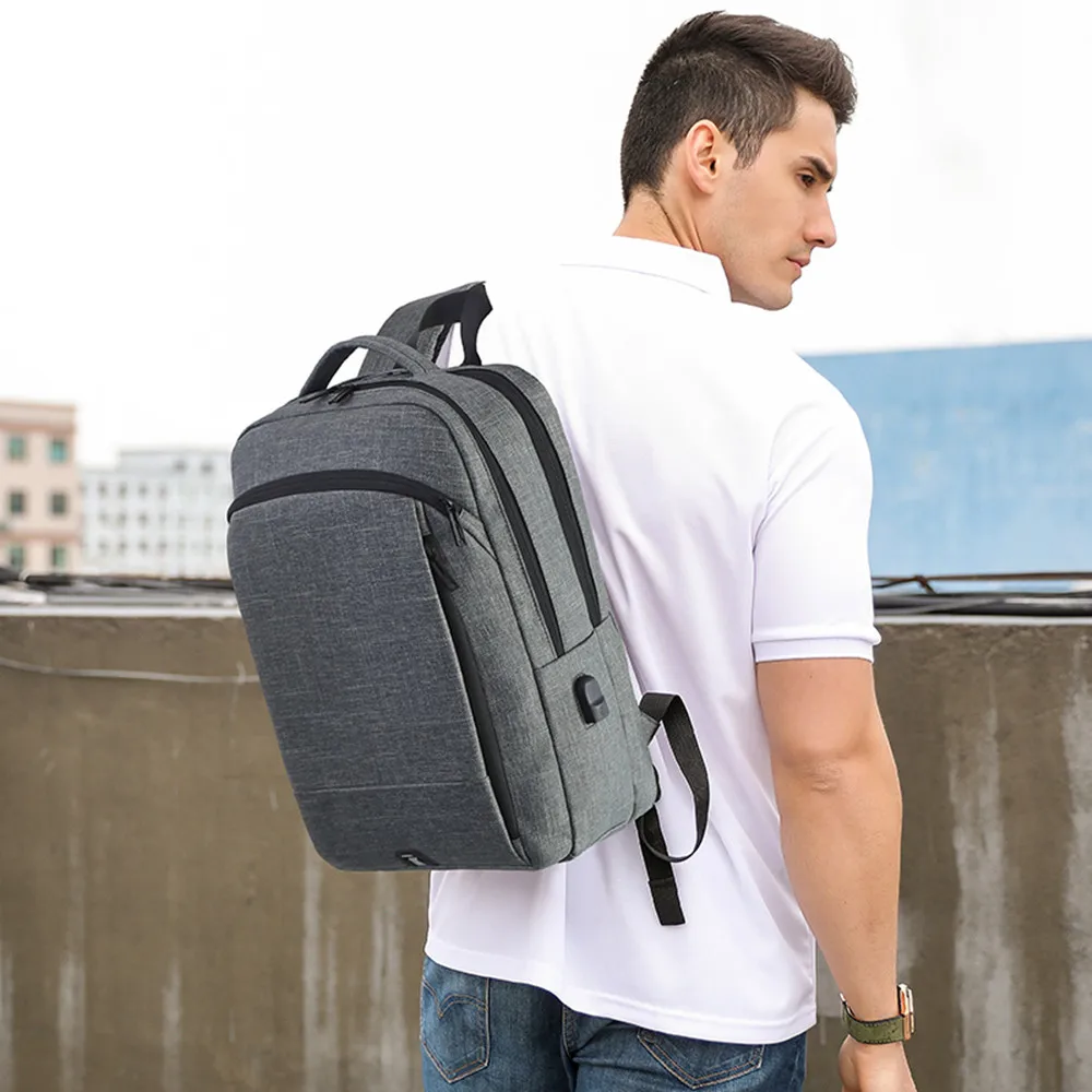 

Men Laptop Backpacks Canvas USB Charging Waterproof Bag Fashion Student School Bags Travel Business Rucksucks Backpack Mochila
