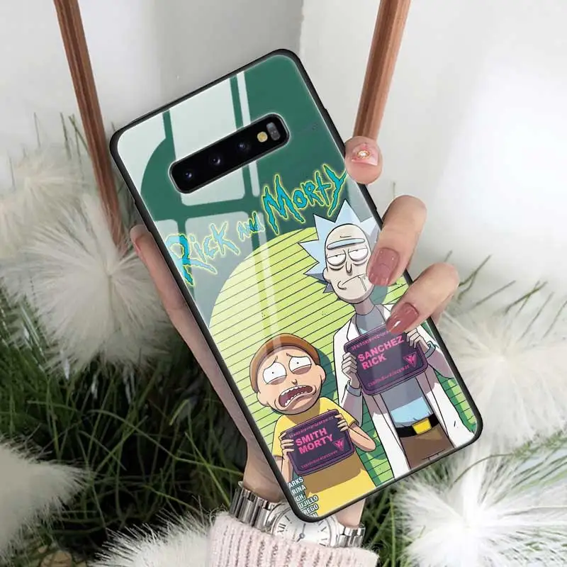 Чехол Rick And Morty из закаленного стекла для samsung Galaxy S10 S10e S9 S8 Note9 Note 10 Plus 5G A50 A30 края из ТПУ Fundas Capa