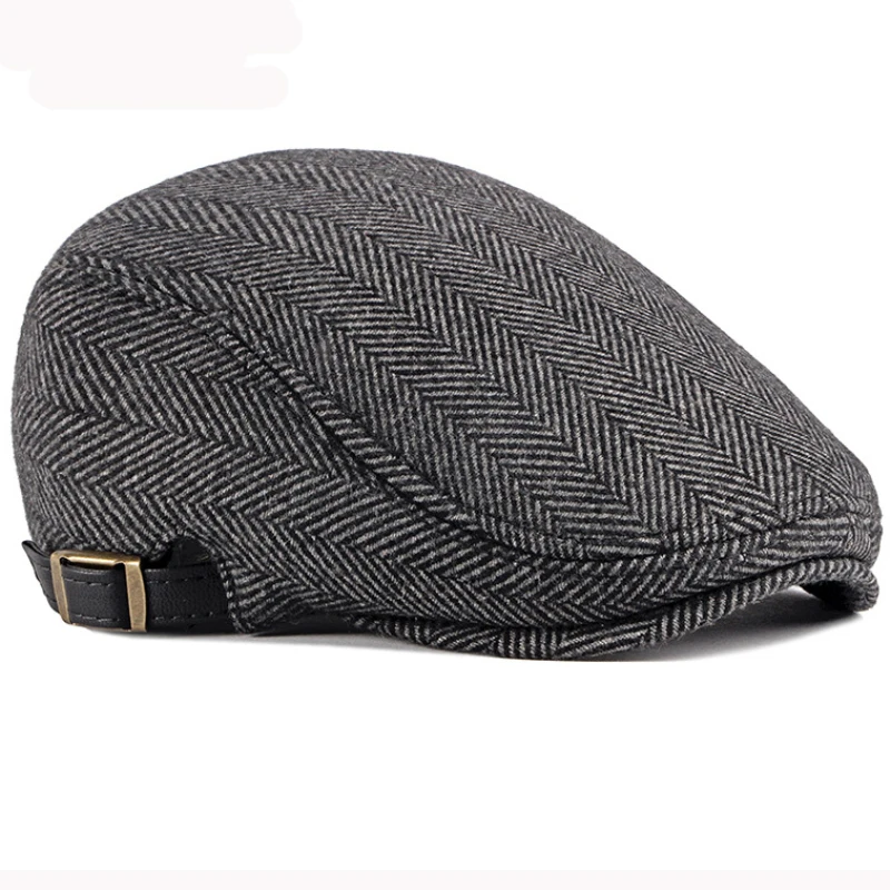 

HT2888 Berets Men High Quality Autumn Winter Wool Hat Striped Ivy Newsboy Flat Cap Artist Painter Hat Male Adjustable Beret Cap