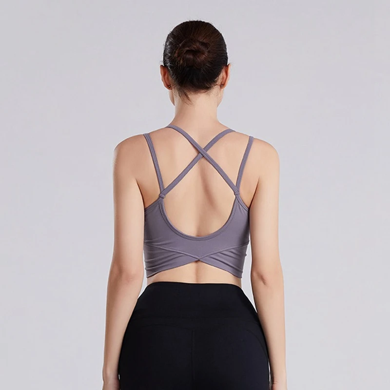 

Beauty Back Cross Vest Sports Women Tank Fitness Vest Yoga Running Inner Chest Pad Yoga Clothes Crop Top