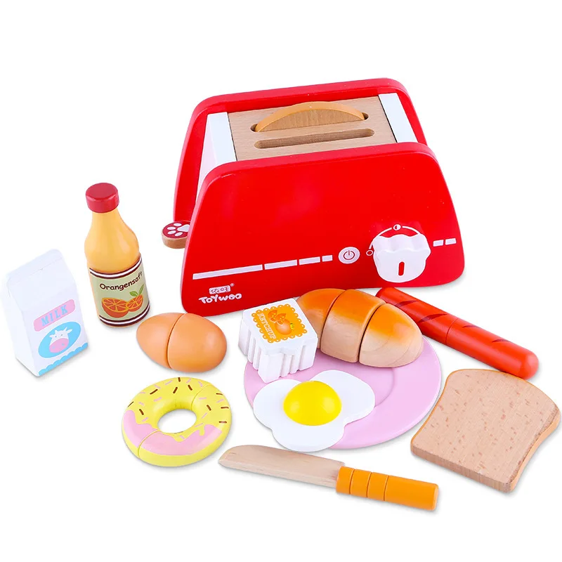 Kinder Pretend Spielen Sets Simulation Holz Pop-Up Frühen Lernen Toasters Brot Maker Spielen Haus Ernährung Frühstück Spielzeug Geschenke
