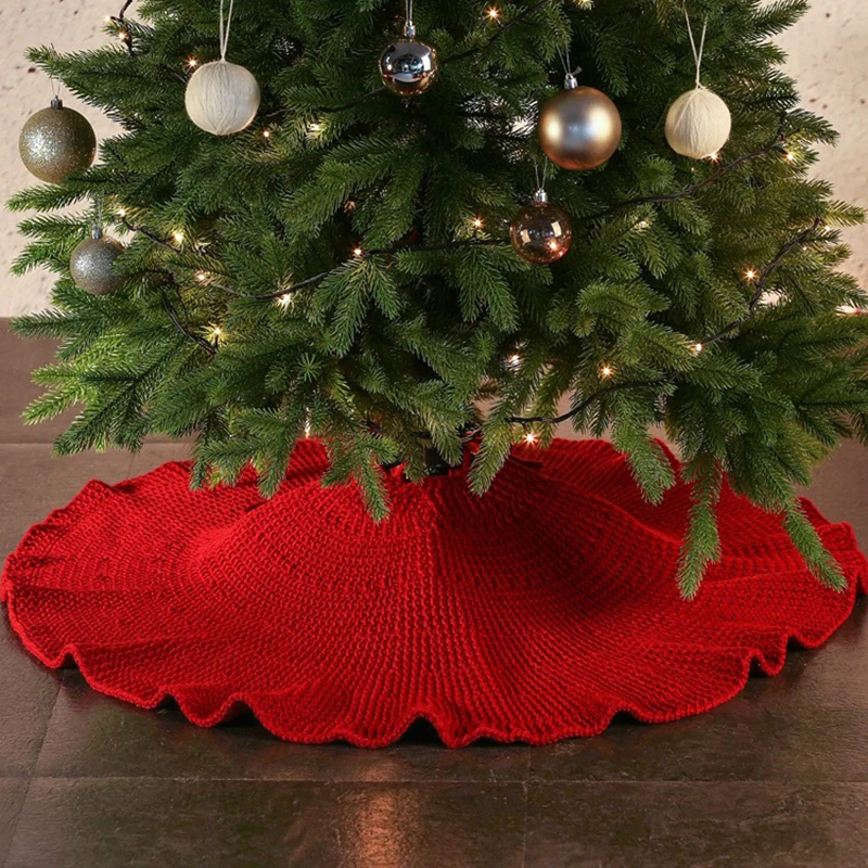 

New Christmas Tree Skirts Floor Mats Exquisite Knitted Shawl Retro Tree Skirt New Year Xmas Party Home Decoration Carpet