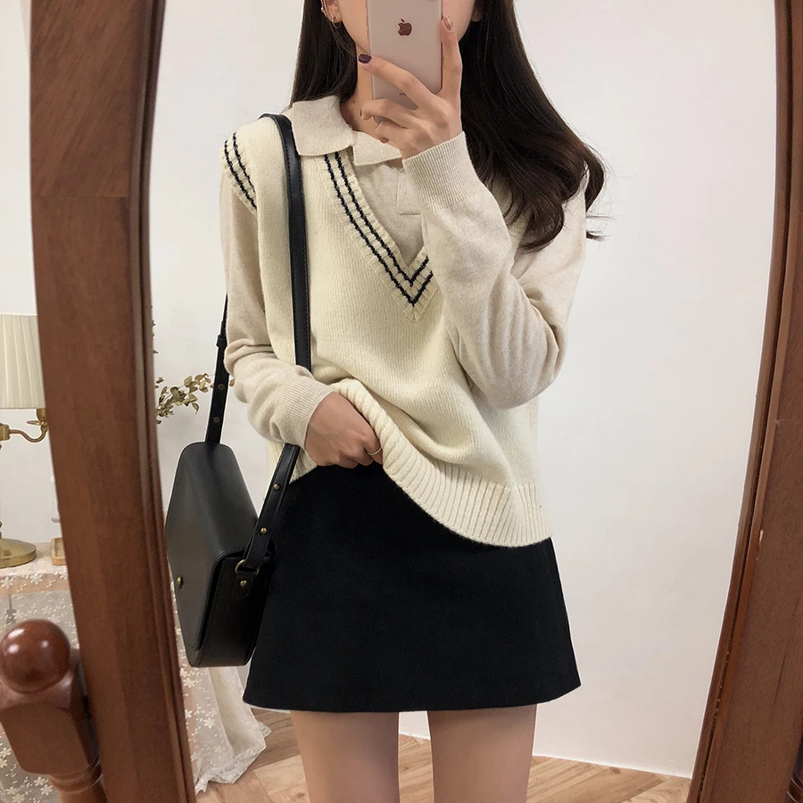 

Autumn Winter Women Sweater vest Knitted Jumper Warm Female sweater vest sherpa vest puffer vests vest for women sleeveless