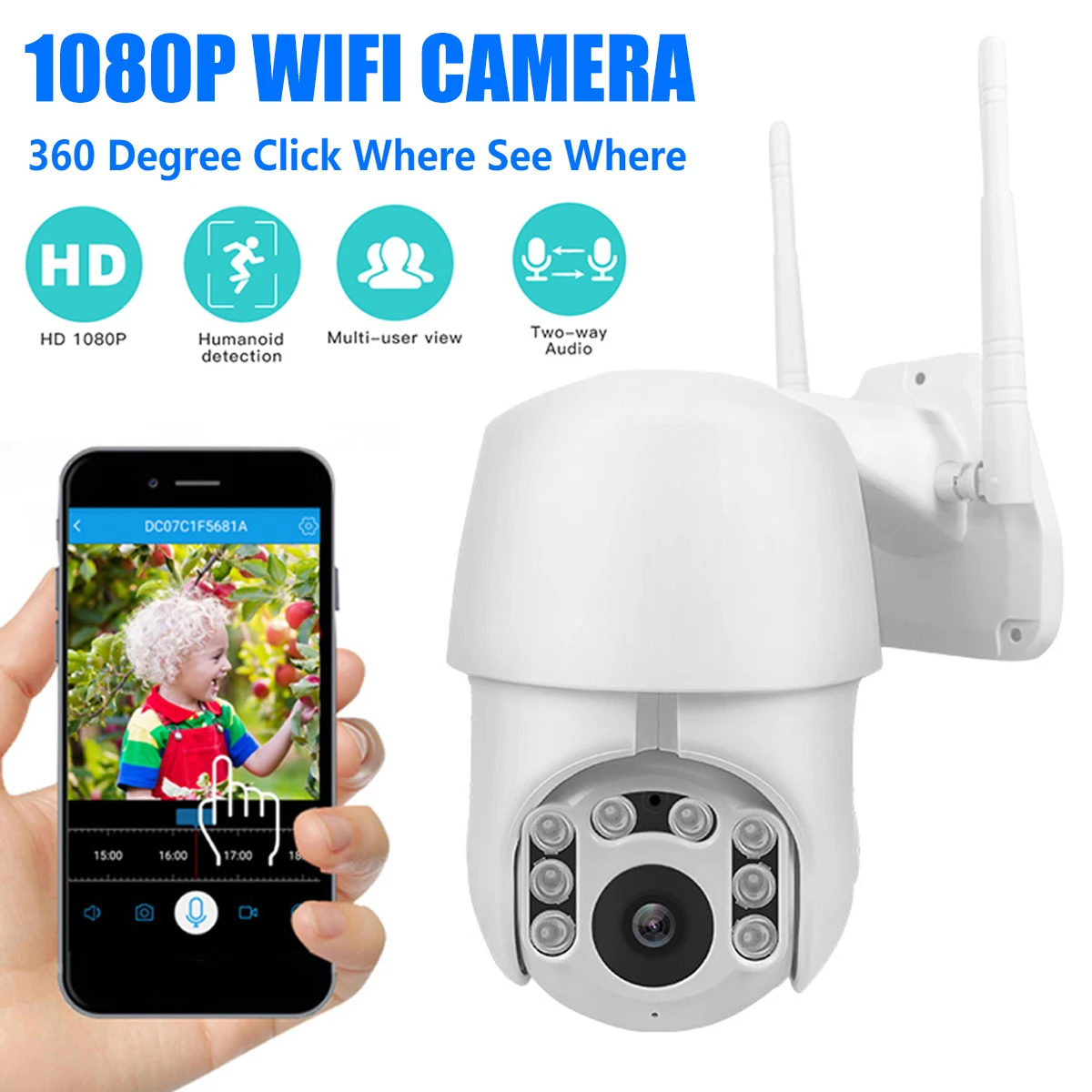 360EYES 1080P IP Wifi Camera Outdoor Security Waterproof Surveillance Camera Detection Voice Alarm Night Vision PTZ CCTV