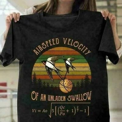 

Airspeed Velocity Of An Unladen Swallow Monty Python Vintage Black T-Shirt Fu