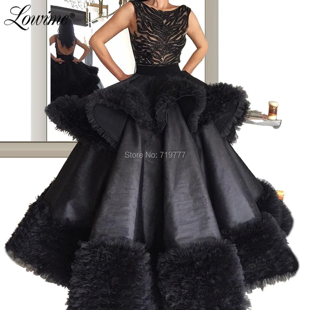Black Prom Dresses Open Back Long Party Dress 2020 Robe De Soiree A Line Evening Gowns Tulle Aibye Arabic Dubai Abendkleider