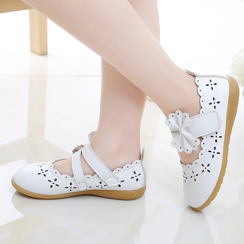 SLYXSH/туфли из искусственной кожи для маленьких девочек Белые розовые блестящие