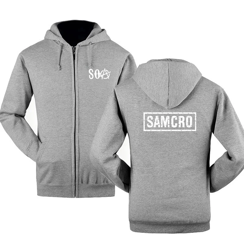 

2021 SOA Sons of anarchy the child new Fashion SAMCRO Men Sportswear Zipper Hoodies Male Casual Sweatshirt Fleece Warm Hoody
